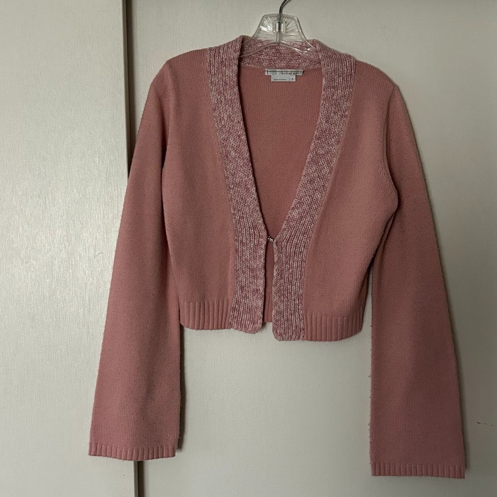 Pink To the Max bell sleeve, cropped, sweater (shrug). Size L